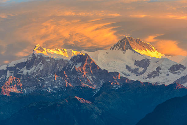 Beautifull cloudy sunrise in the mountains