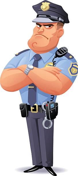 ilustraciones, imágenes clip art, dibujos animados e iconos de stock de oficial de policía  - isolated on white full length red protection