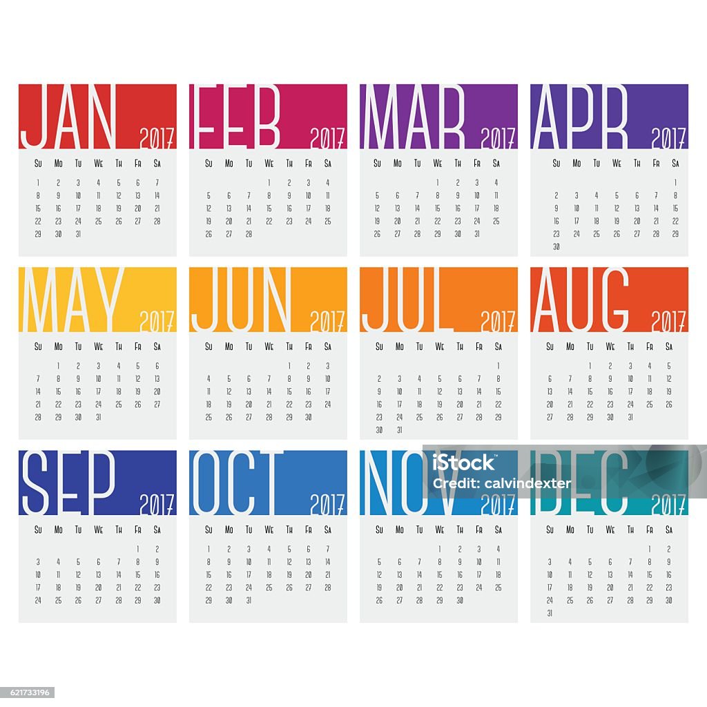 2017 Calendars Vector illustration of a colorful 2017 calendar collection. Calendar stock vector