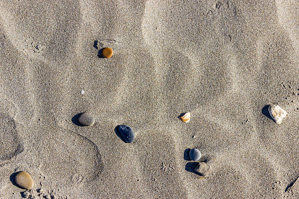 istock Beautiful sand background with little stones. 621733446
