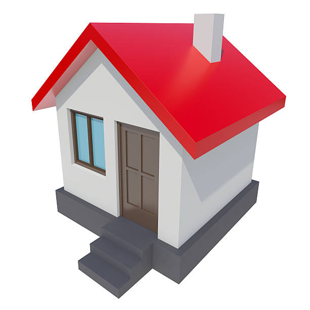 istock Small house with red roof on white background 621815654