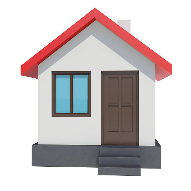 istock Small house with red roof on white background 621815718