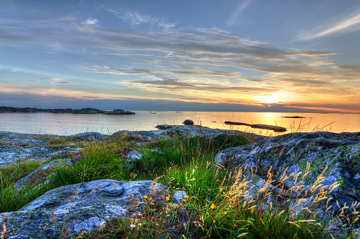 Beautiful summer sea coast scenery in Scandinavia