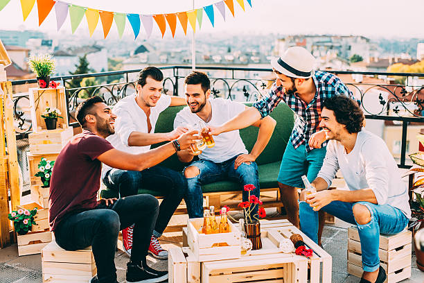 istock Men having a toast at a party 621817978