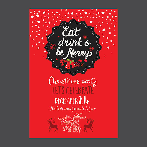 bildbanksillustrationer, clip art samt tecknat material och ikoner med christmas party invitation restaurant. food menu. - julfika