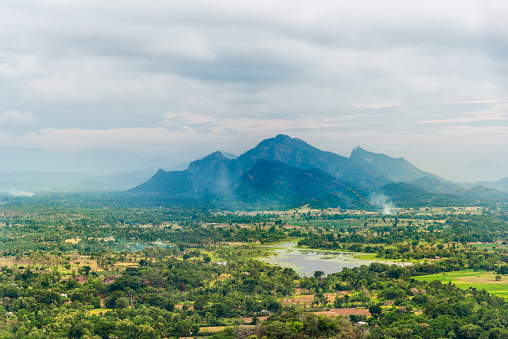 View of surrounding countryside from Sigiriya, North Central Province, Sri Lanka, Asia