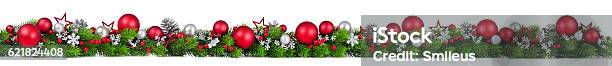 Christmas Border On White Extra Wide Stock Photo - Download Image Now - Christmas, Garland - Decoration, Border - Frame