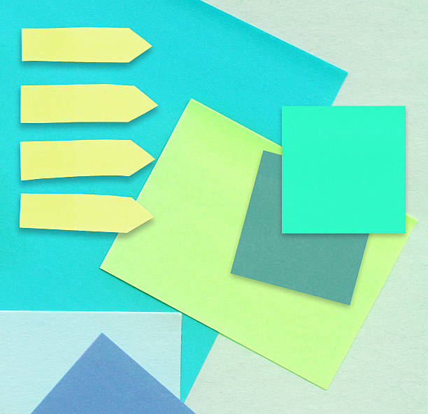 istock Set of different shape and color reminder notes on bright 621824540