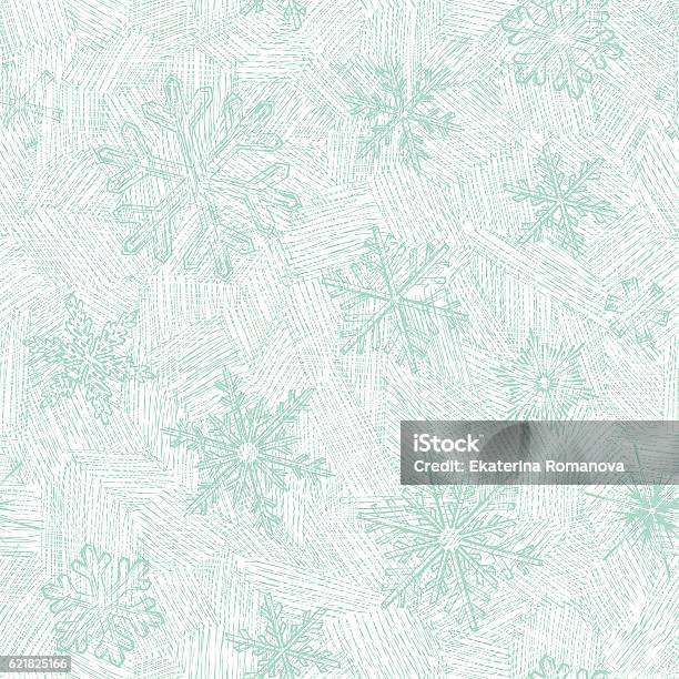 Hand Drawn Seamless Snowflakes Stock Illustration - Download Image Now - Backgrounds, Christmas, Snowflake Shape