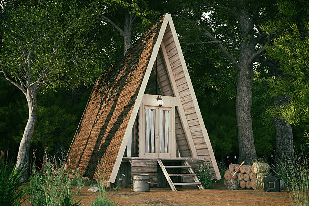 Triangle Forest House Wooden triangle house in the forest bungalow photos stock pictures, royalty-free photos & images