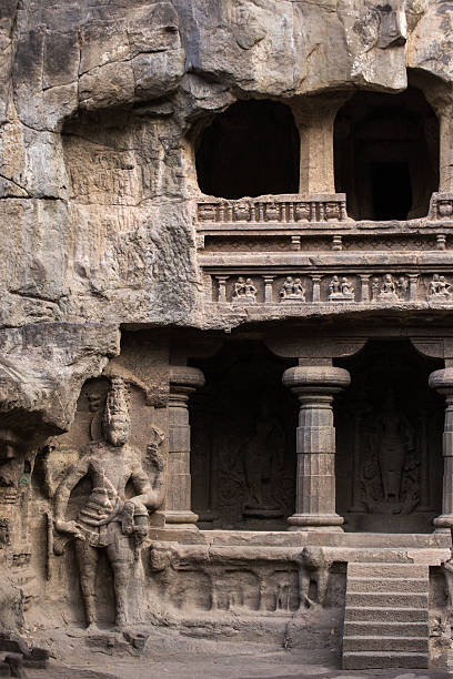 Kailas temple in Ellora caves complex in India stock photo