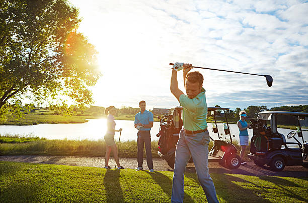 A golfer at differnet positions of the golf swing. http://blog.michaelsvoboda.com/GolfBanner.jpg