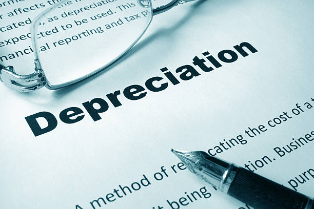 istock Paper with sign Depreciation and a pen. 621826206