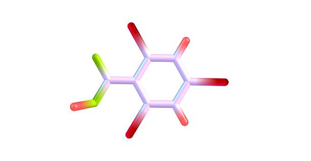 istock 2,4,6-Tribromobenzoic acid molecular structure isolated on white 621827032