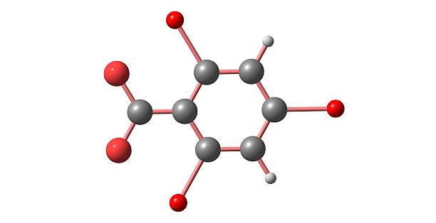 istock 2,4,6-Tribromobenzoic acid molecular structure isolated on white 621827132
