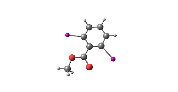 istock Methyl 2,6-diiodobenzoate molecular structure isolated on white 621827600
