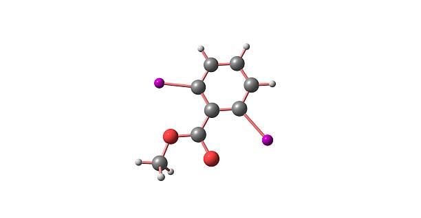 istock Methyl 2,6-diiodobenzoate molecular structure isolated on white 621827634