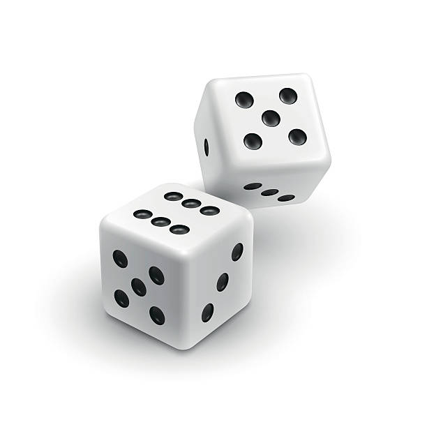 zwei weiße würfel casino-symbol - dice stock-grafiken, -clipart, -cartoons und -symbole