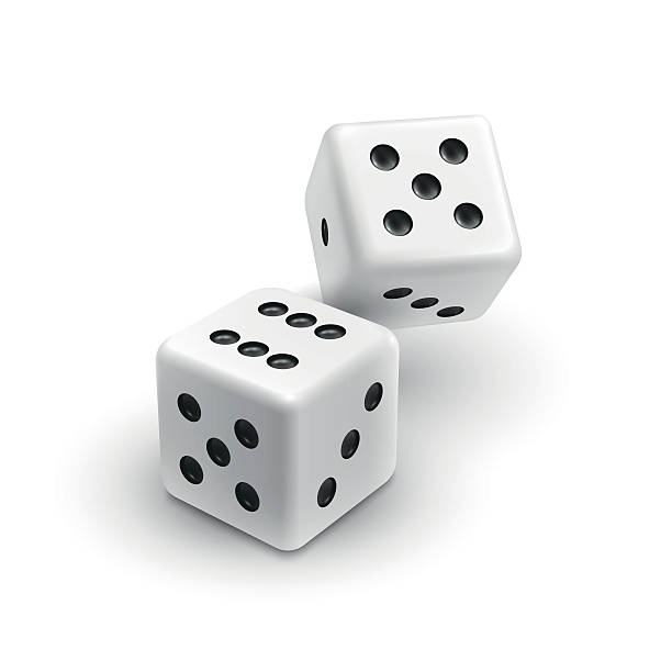 두 개의 흰색 주사위 카지노 아이콘 - rolling dice stock illustrations