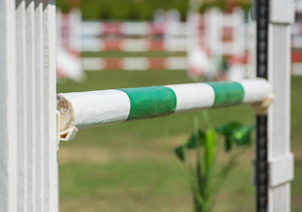 istock Closeup up an equestrian showjumping hurdle 621837752