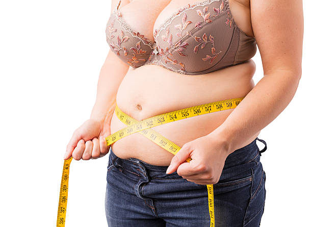 istock Woman measuring her fat belly 621839384