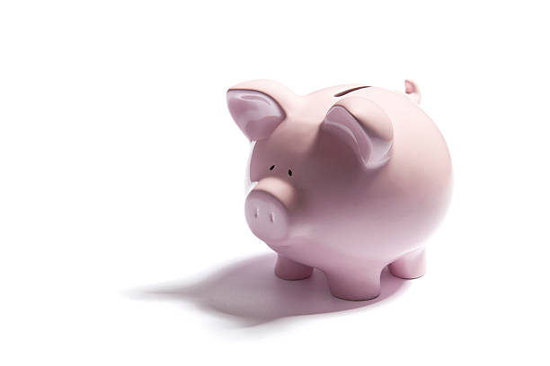 istock Pink piggy bank on white background 621839810