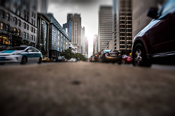 Traffic in Downtown Chicago, USA Traffic in Downtown Chicago, USA. tilt shift stock pictures, royalty-free photos & images