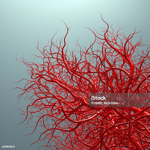 Vascular System Blood Vessels On Blue Stock Illustration - Download Image Now - Vein, Blood Vessel, Capillary - Body Part