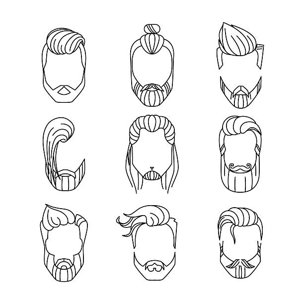 Mens Hairstyles Stock Illustration - Download Image Now - Slicked Back Hair,  Hipster Culture, Portrait - iStock