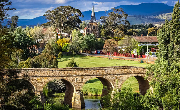 Bridge and cityscape of Richmond in Tasmania, Australia