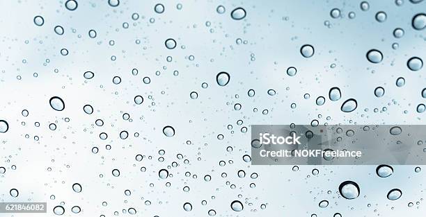 Drops Of Rain On Glass Stock Photo - Download Image Now - Lightweight, Rain, Drinking Glass