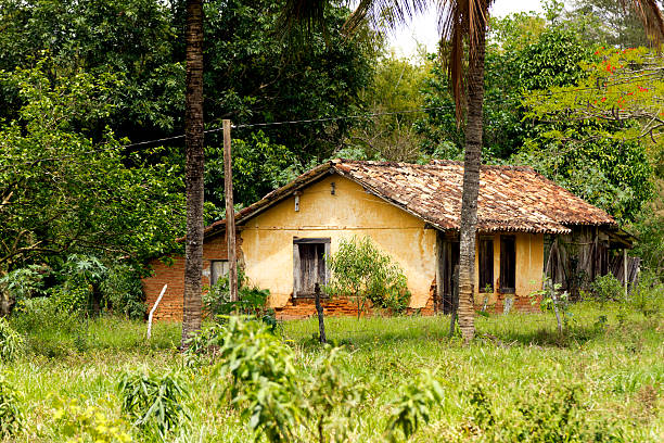 Brazilian rural house abandoned stock photo