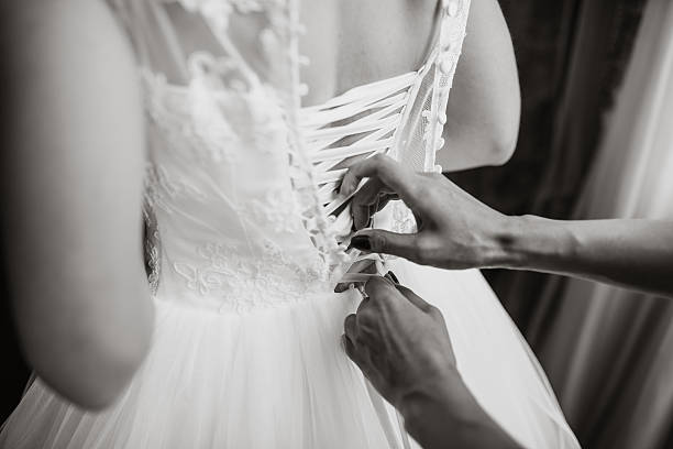 istock The bride wears a wedding dress 621847810