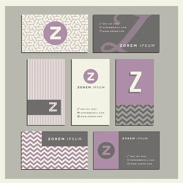 Vector illustration of Set of coordinating business card designs with the monogram Z