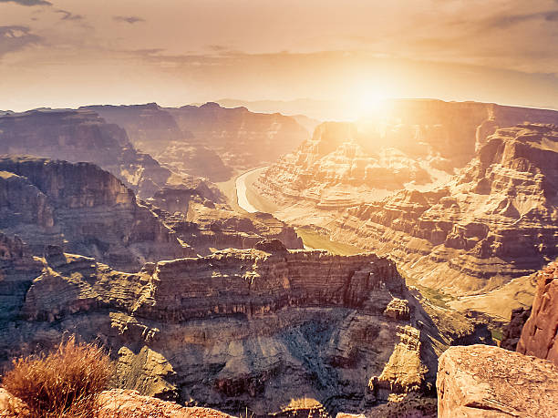 Sunset in Grand Canyon Sunset in Grand Canyon - USA grand canyon of yellowstone river stock pictures, royalty-free photos & images