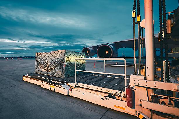 istock Cargo airplane at the dusk 621852130