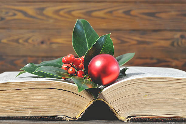 Christmas decoration and old book