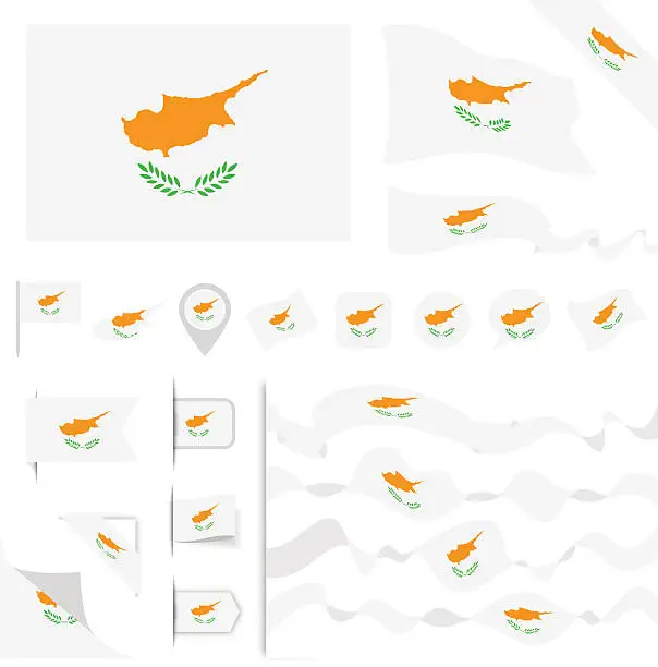 Vector illustration of Cyprus Flag Set