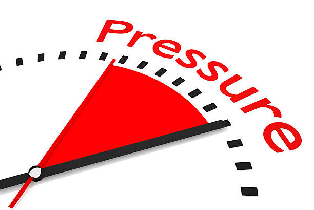 clock with red seconds hand area pressure 3D Illustration