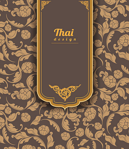 Thai art pattern on brown background, flower style, thai pattern Thai art pattern on brown background, flower style, thai pattern banner.vector illustration abstract asia backgrounds bangkok stock illustrations