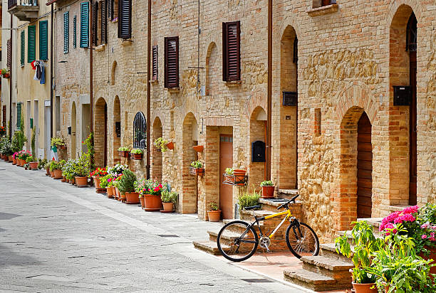 Bicycle parked in an alley in Pienza (Tuscany)