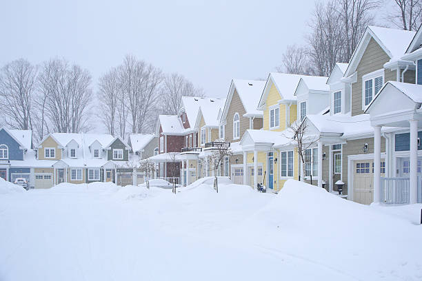 Row Houses on a Snowy Day stock photo
