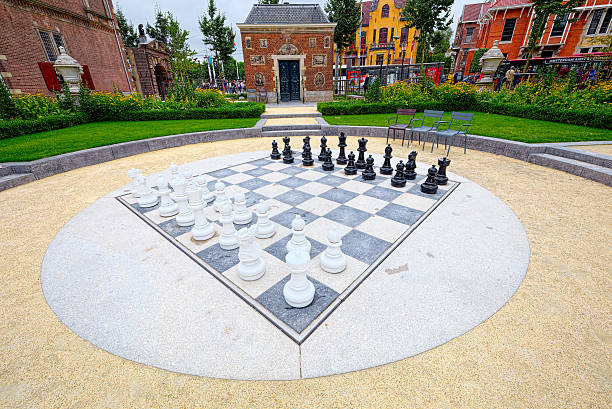 Outdoor chess board, in Amsterdam (super wide angle)