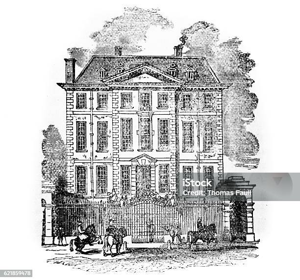 Hand Drawn Illustration Of Newcastle House Stock Photo - Download Image Now - Illustration, Georgian Style, England