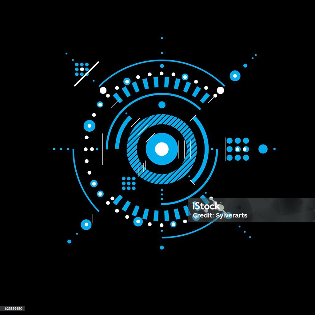 Geometric Technological Blue Vector Drawing Technical Wallpaper Stock ...