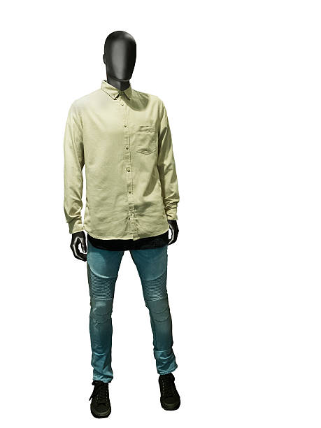 istock Male mannequin dressed in shirt and blue jeans 621860476