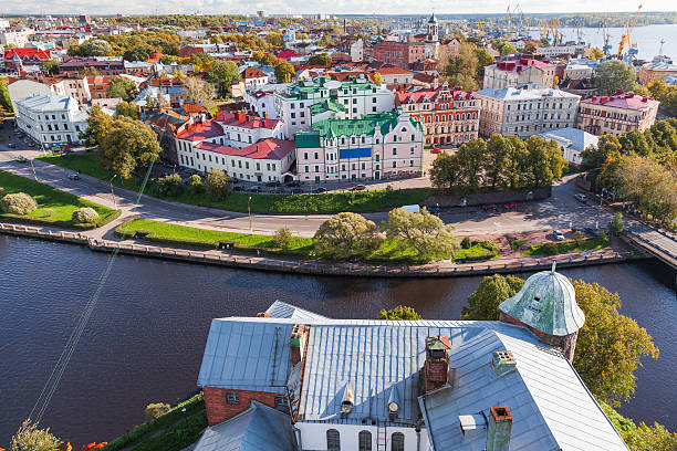 istock Panorama view of old town from the Vyborg castle. 621862774