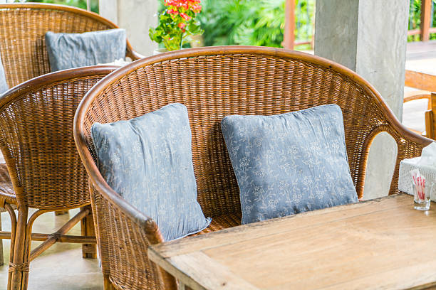istock Tables and chairs in a restaurant 621892356