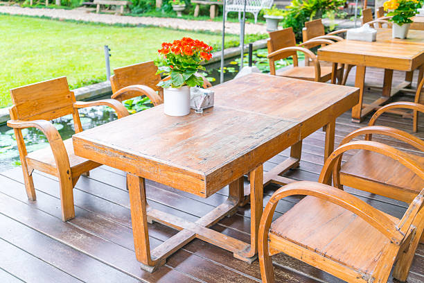 istock Tables and chairs in a restaurant 621892848