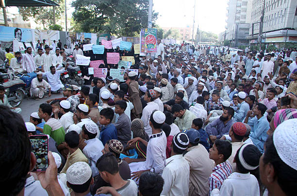 ASWJ protest against killing of their worker stock photo